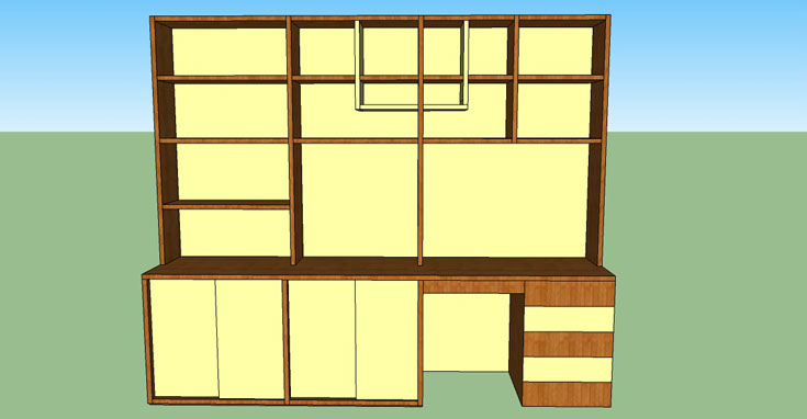 Detalle de librería con puerta corredera